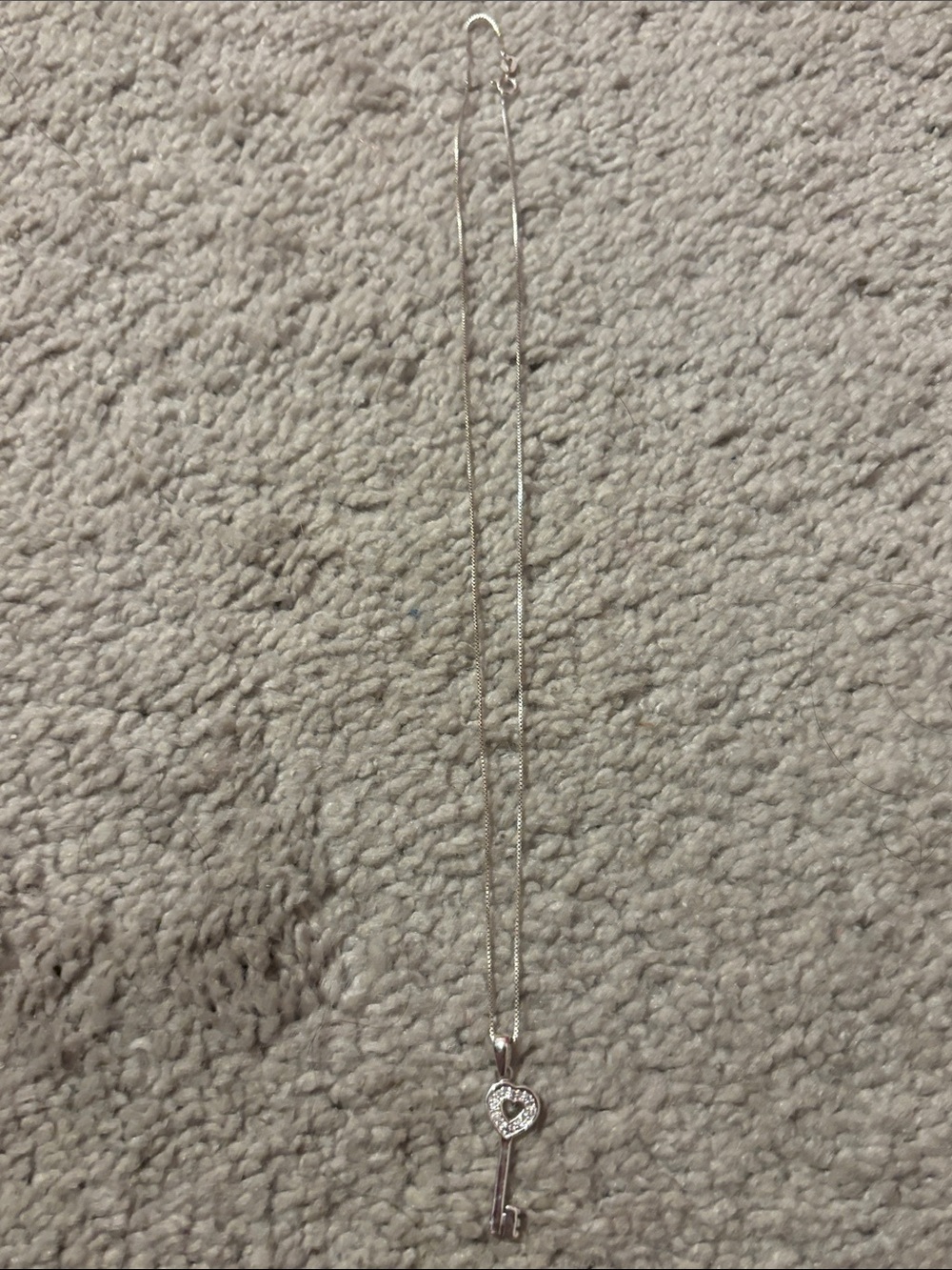 Silver Key Pendant Necklace with Heart Accent - Women Jewelry